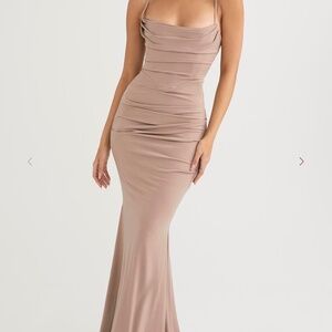 House of CB Milena almond jersey corset maxi dress